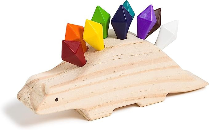 U Brands U Play Crayon-o-Saurus Dinosaur-Shaped Holder for Kids, Wooden with 10 Shaped Crayons | Amazon (US)