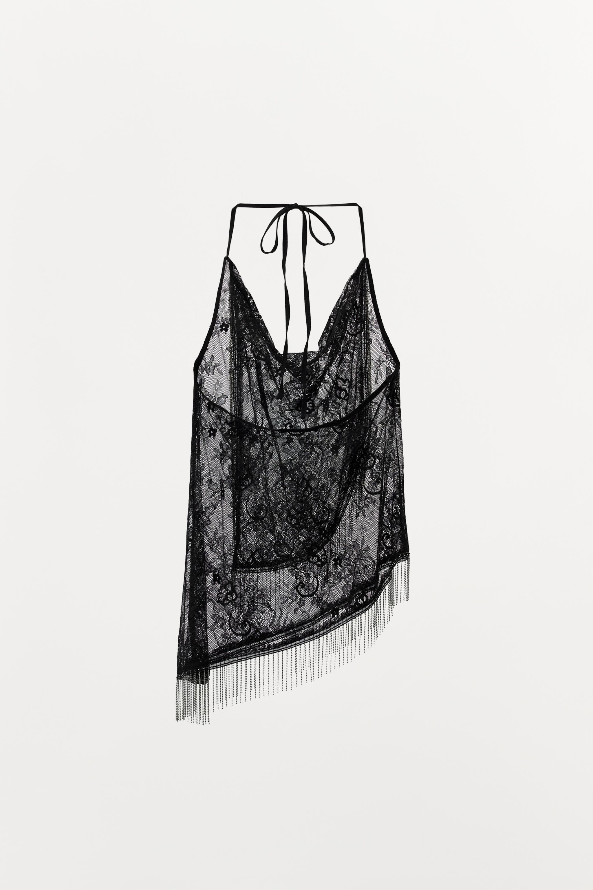 TOPP MED HALTERNECK OCH DEKORPÄRLOR | Zara US