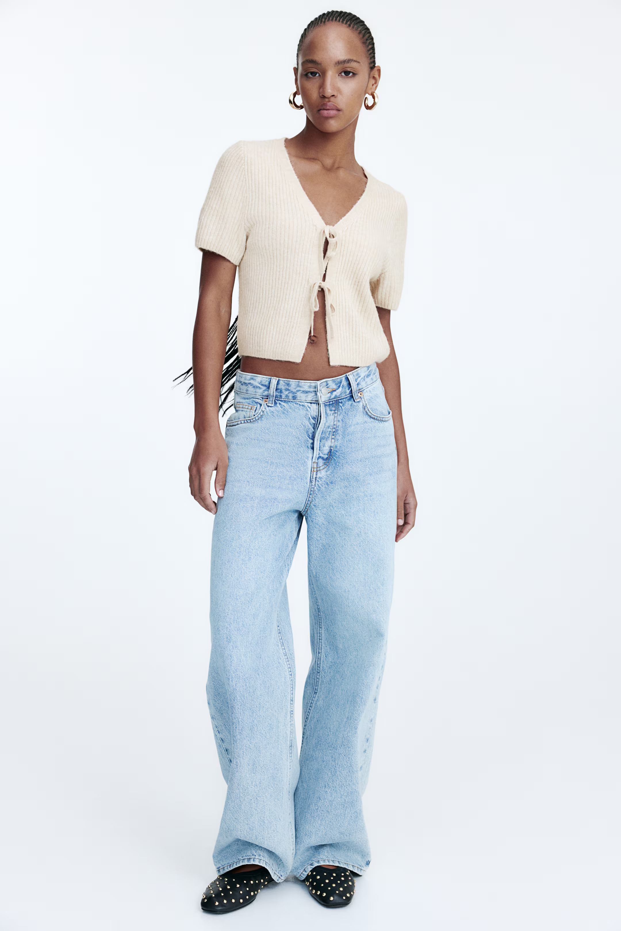 Tie-Detail Rib-Knit Top | H&M (US + CA)