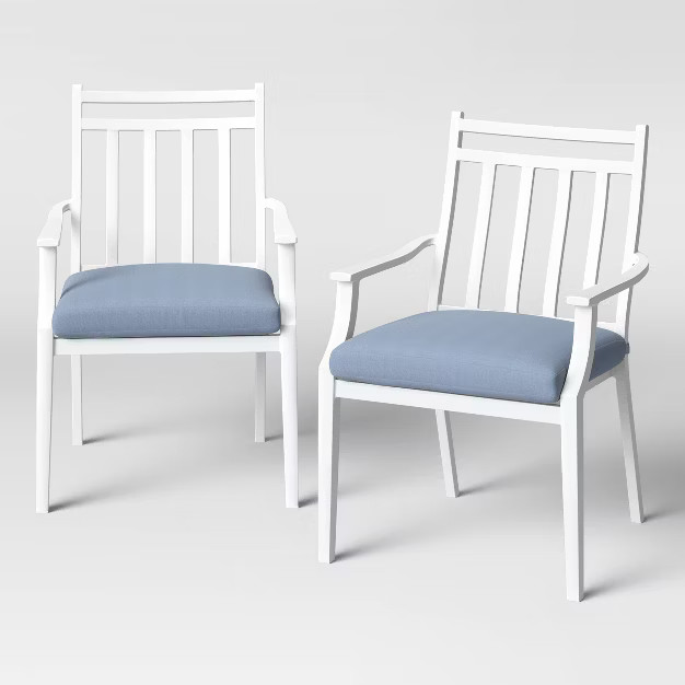 Fairmont 2pk Stationary Patio Dining Chairs - White/Chambray - Threshold™ | Target