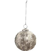 Creative Co-Op 4" Round Flocked Glass Ornament | Amazon (US)