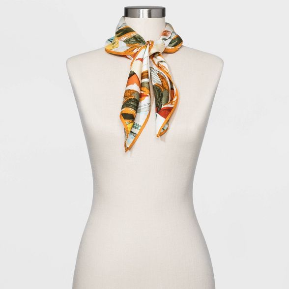 Women's Floral Silk Square Scarf With Gift Box- A New Day™ Light Yellow | Target