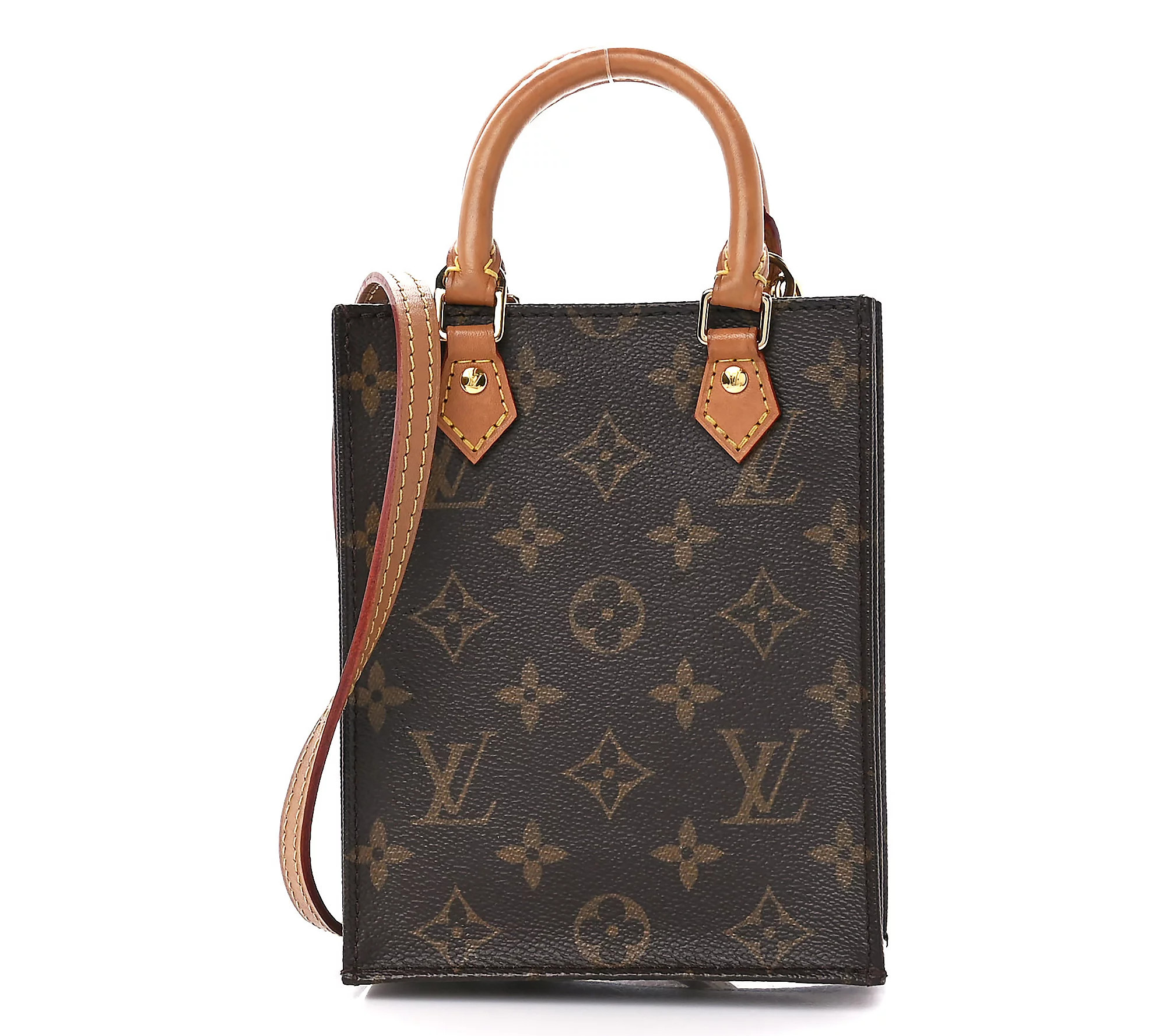 Pre-Owned Louis Vuitton Monogram Petit Sac Plat Brown | QVC
