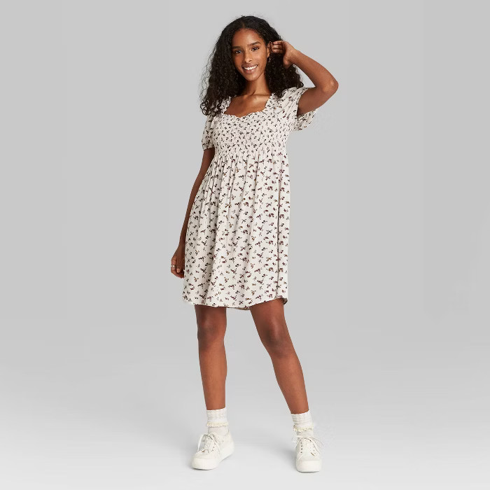 Women's Puff Short Sleeve Smocked Dress - Wild Fable™ | Target