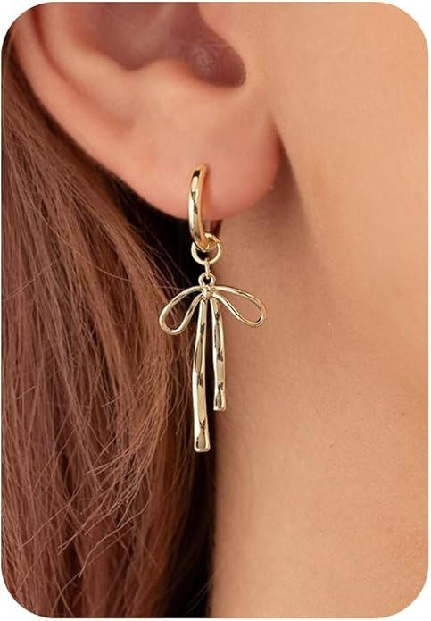 Huggie Earrings for Women-14K Gold/Silver Plated Starfish Butterfly Snake Feather Bee Leaf Dangle... | Amazon (US)