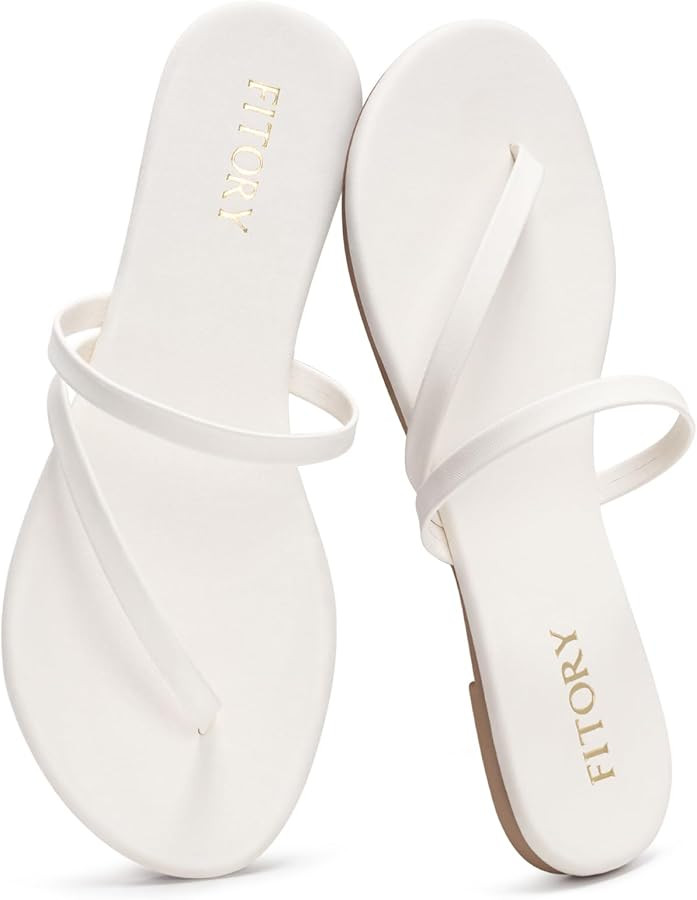 FITORY Womens Flip Flops, Strappy Open Toe Flat Sandals for Summer 2026, Lightweight and Comforta... | Amazon (US)