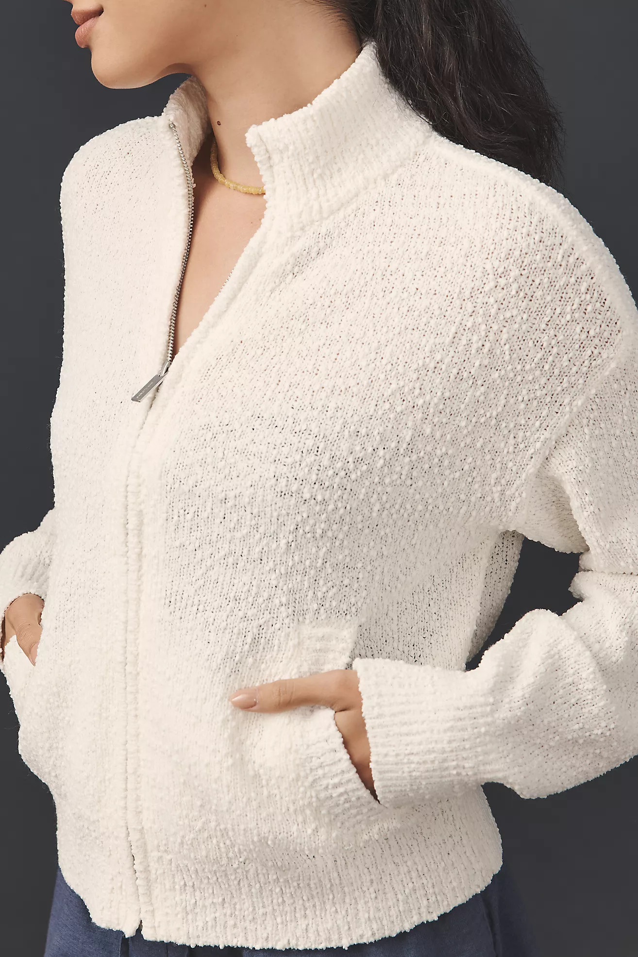 Sanctuary Bouclé Knit Bomber Jacket | Anthropologie (US)