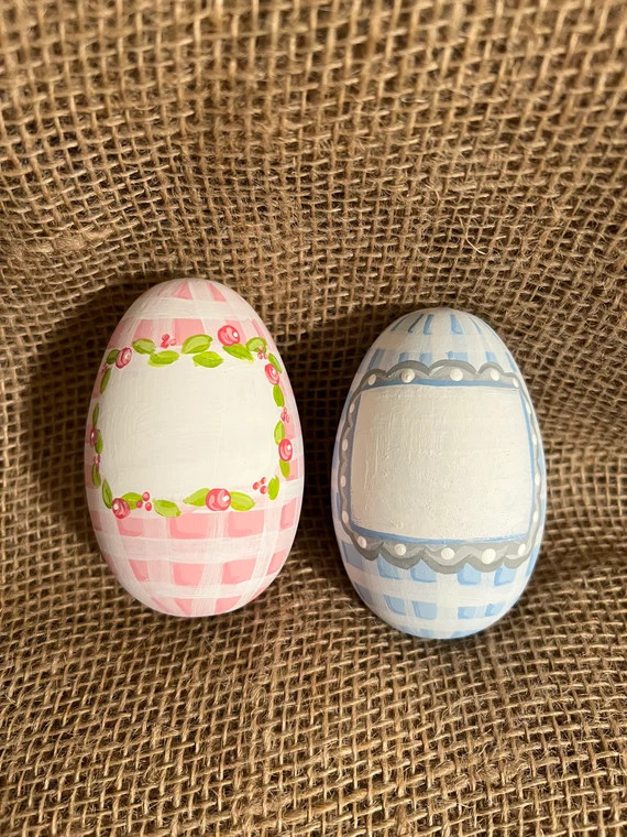Gingham Easter Eggs Personalized Eggs | Etsy | Etsy (US)