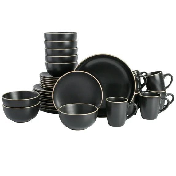 Gibson Home Rockaway 32 Piece Dinnerware Set - Black | Walmart (US)