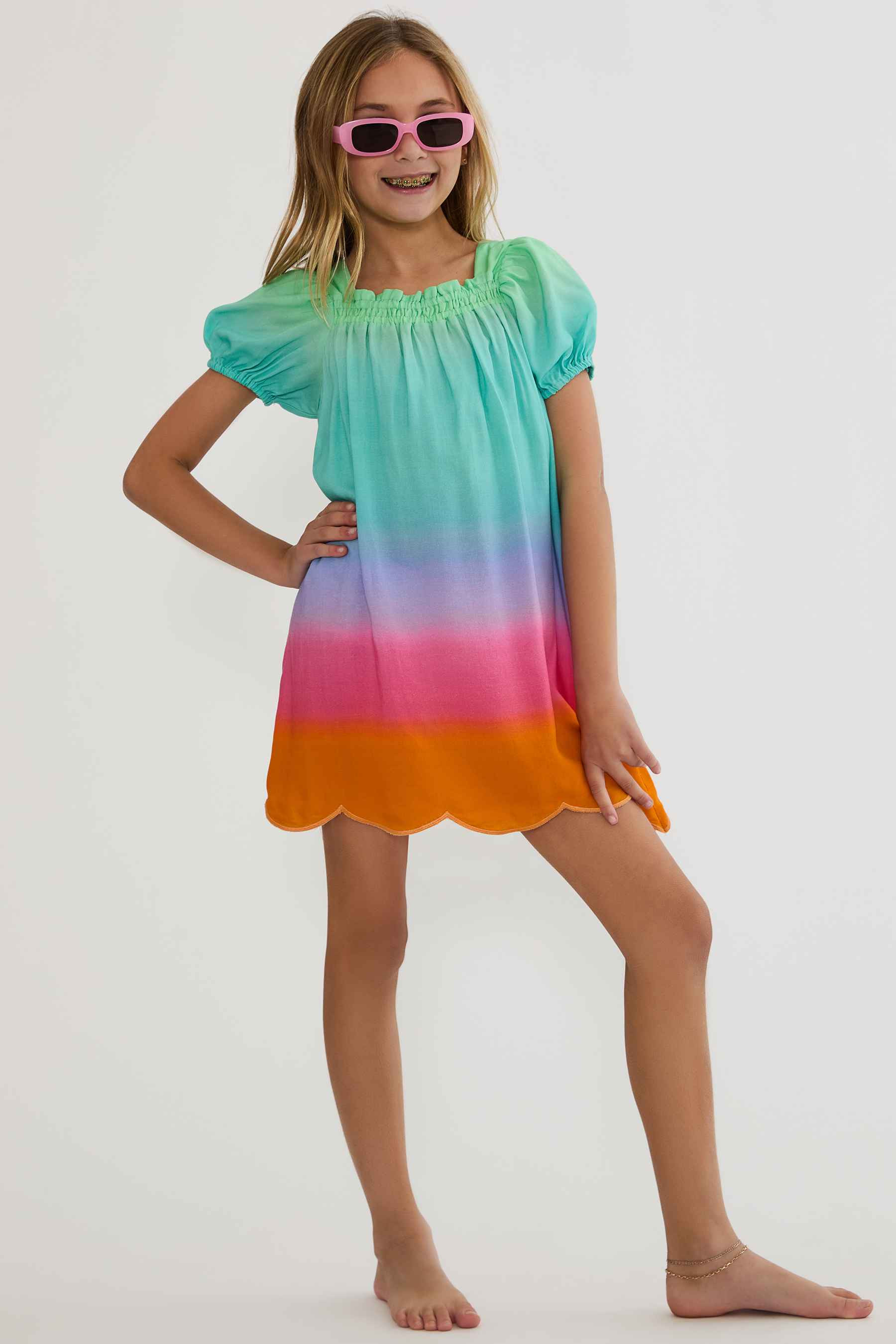Little Ollie Dress Technicolor Ombre | Girls Ombre Dress | Beach Riot | Beach Riot