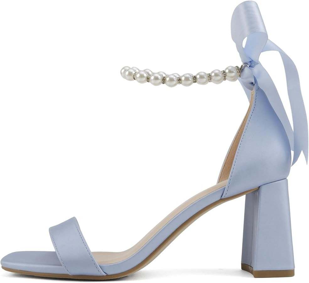 Delicious Bless ~ Women Open Toe High Heel Chiffon Bridal Dress Sandals | Amazon (US)