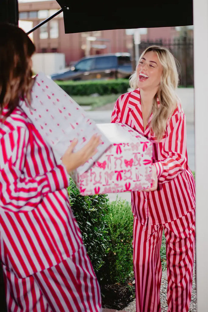 Blush Striped Satin Pajama Set | Katydid