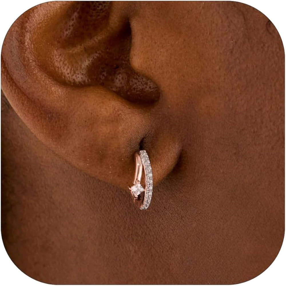 Hoop Earrings for Women Trendy 14k Gold/Silver/Rose Gold Plated Small Huggie Cartilage Hoop Earri... | Amazon (US)