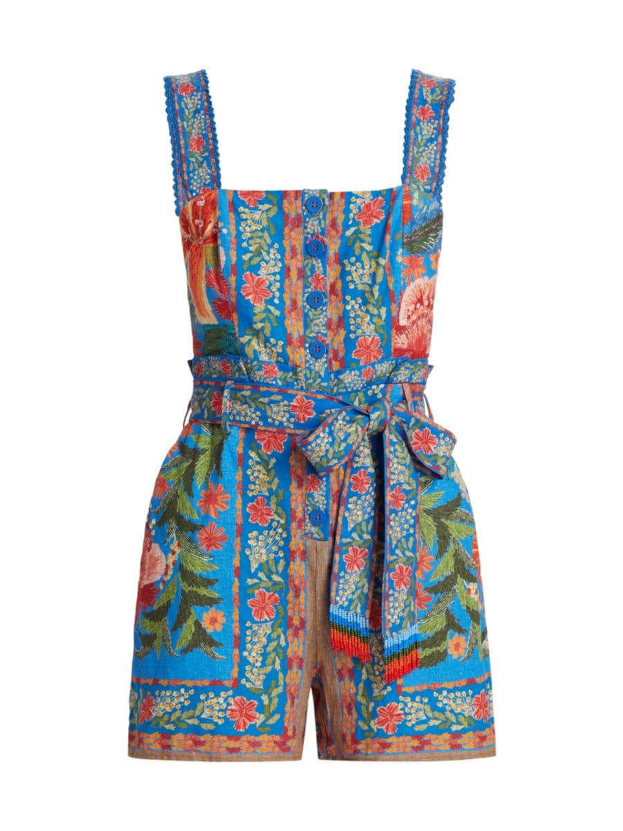 Stiched Garden Tie-Waist Romper | Saks Fifth Avenue