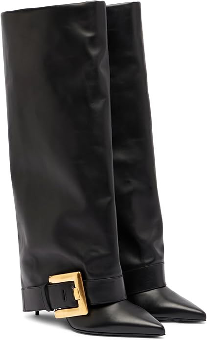 XBKXMK Women's Fold Over Knee High Boots for Women Pointed Toe Stiletto Heel Tall Boots Fashion W... | Amazon (US)