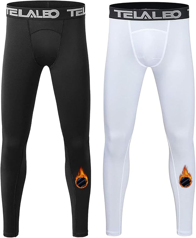 1 or 2 Pack Boys Thermal Compression Leggings Pants Youth Fleece Lined Base Layer Tights Cold Wea... | Amazon (US)