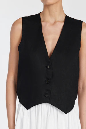 BANKS BLACK LINEN VEST | DISSH