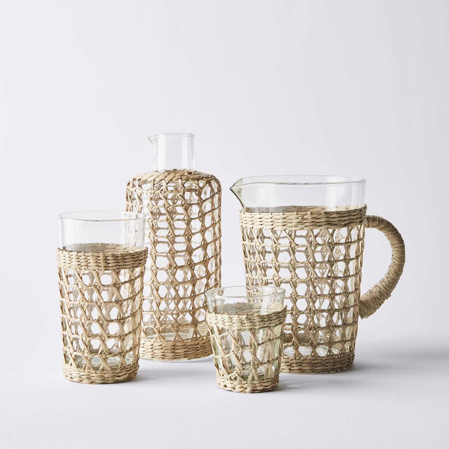 Kiss That Frog Seagrass Pitcher, Tumblers, & Carafe, Recycled Glassware | Food52