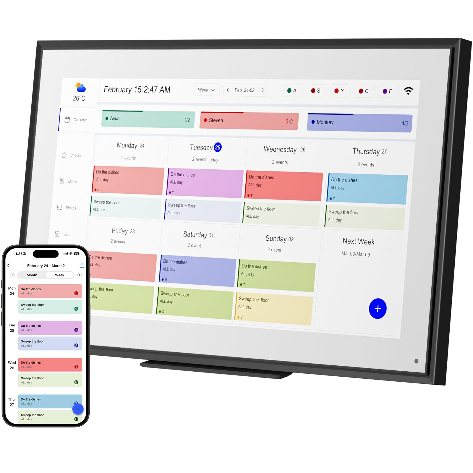 15.6 inch Wall Planner Digital Calendar Electronic Calendar Chore Chart,2025 Smart Touchscreen Fu... | Amazon (US)