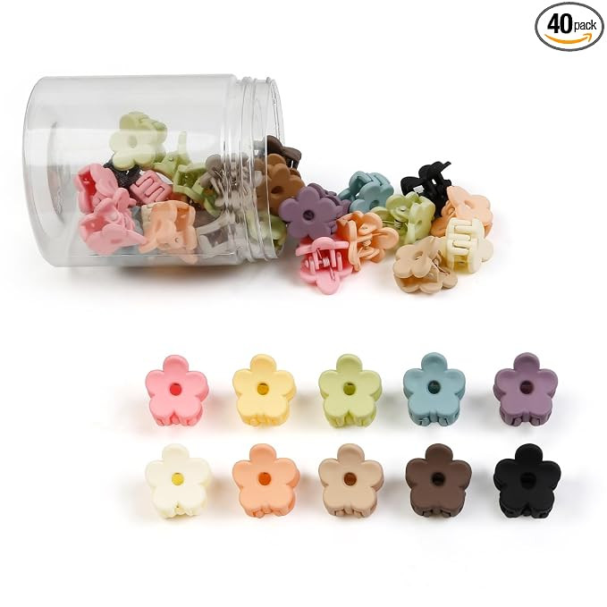 40 pinzas para el pelo de flores pequeñas coloridas, pinzas para el pelo de bebé, pinzas de gar... | Amazon (US)