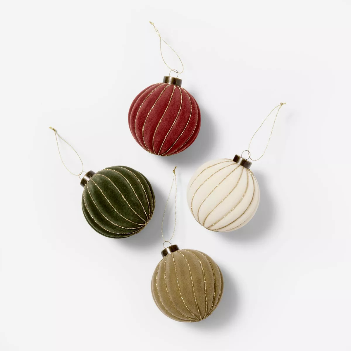 4pc Flocked Ornaments - Threshold™ designed with Studio McGee | Target