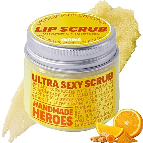 Handmade Heroes Turmeric Lip Scrub with Vitamin C – 100% Natural Vegan Exfoliant for Dark Dry C... | Amazon (US)