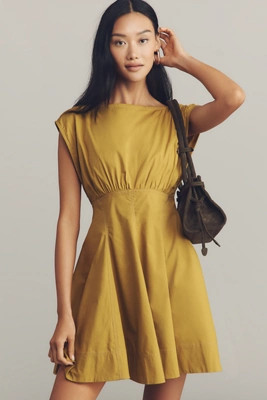 Maeve Sleeveless Waisted Poplin Mini Dress | Anthropologie (US)