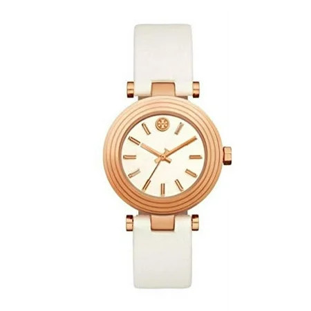 Tory Burch TBW9012 Classic T Ivory Dial White Leather Strap Women s Watch | Walmart (US)