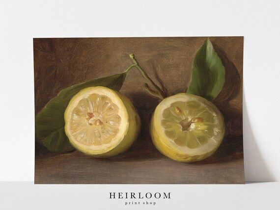 Lemon Painting | Still Life | Vintage Lemon Print | Heirloom ART PRINT | Lemons | Etsy (US)