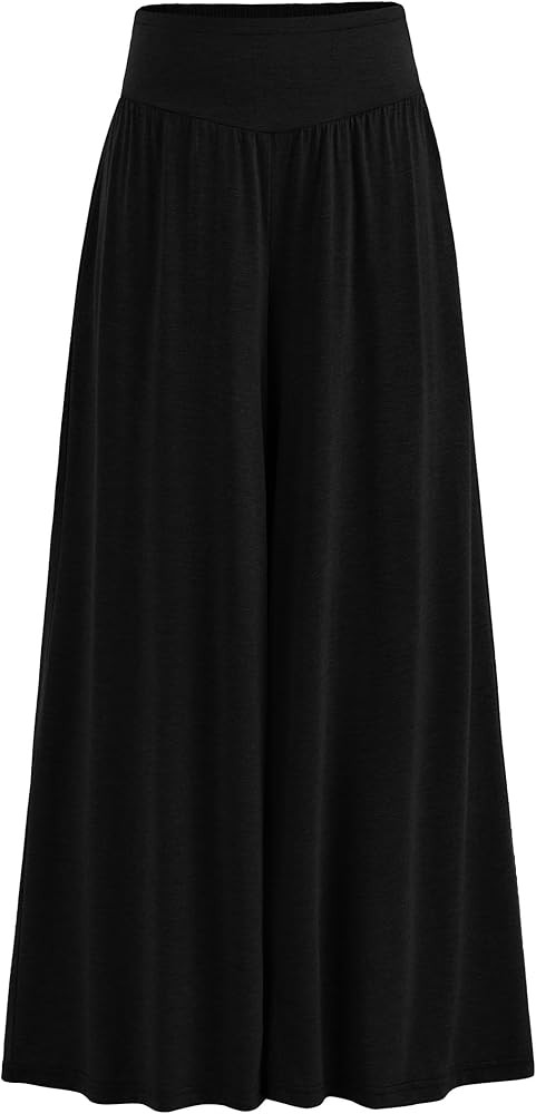 PRETTYGARDEN Women's Summer Wide Leg Trouser Pants Casual High Waisted Flowy Palazzo Lounge Pant ... | Amazon (US)