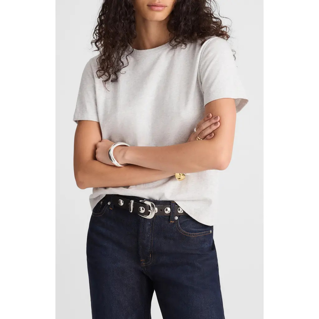 Madewell Perfect Crewneck T-Shirt in Hthr Slate at Nordstrom, Size X-Small | Nordstrom