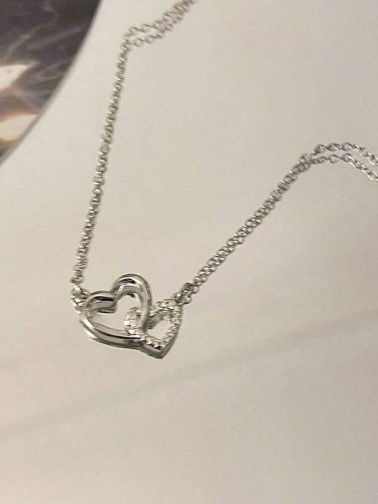 1 Piece Minimalist Stainless Steel Chain Necklace, Hollow Heart Pendant, Delicate Necklace For Women, Fashion Clavicle Chain, Gift For Valentine's Day, Mom, Mother, Mother's Day | SHEIN