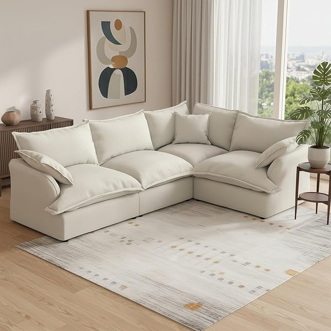 Cloud Sectional Sofa,4-Seater Deep Seat Modular Couch,Down Filled Convertible Living Room Sets So... | Amazon (US)