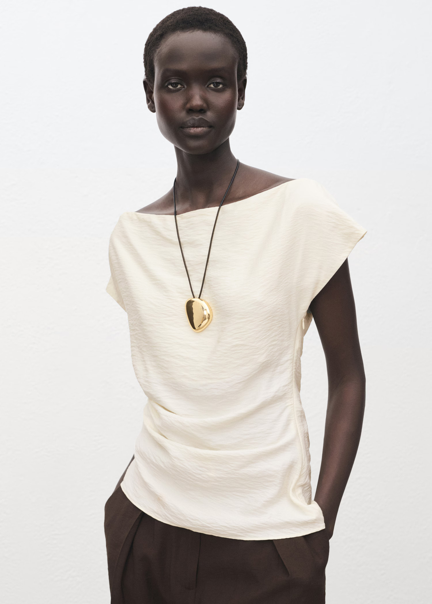 Modal blouse with asymmetrical collar - Women | MANGO USA | Mango (US/MX/AU)