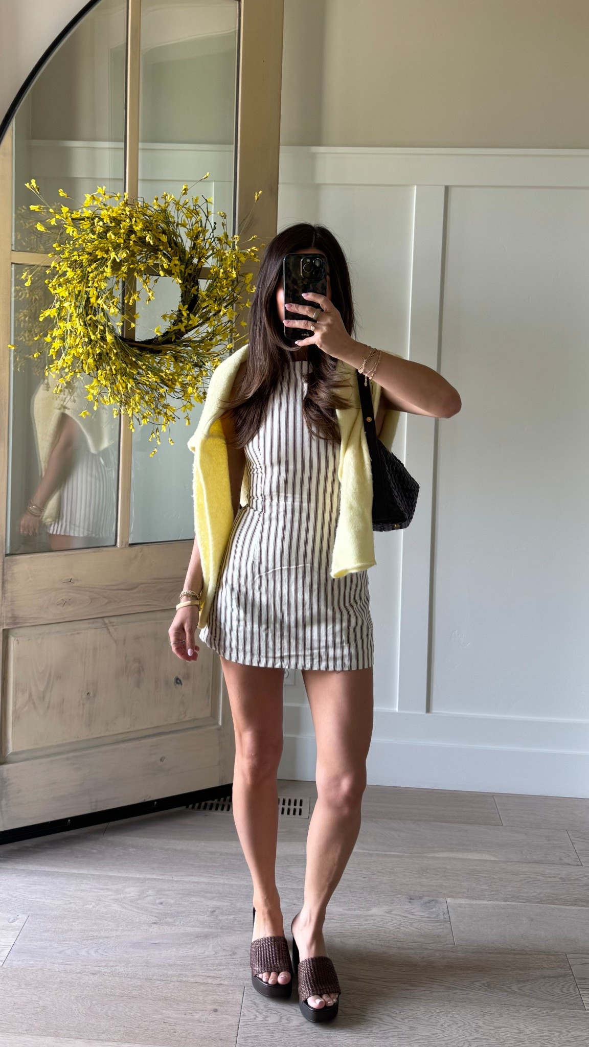 The cutest dress ever and it has built in shorts! Wearing a size 2 and it runs small so size up!