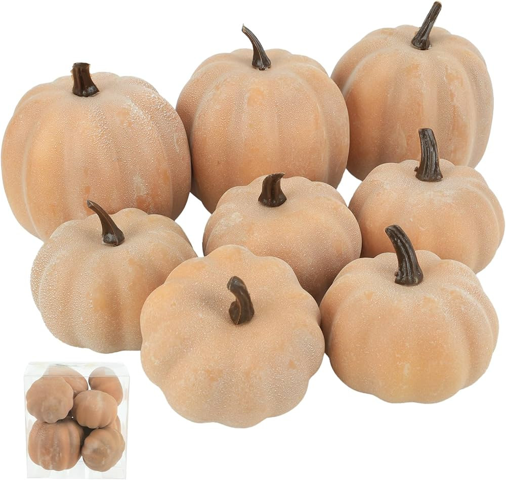 Fake Pumpkins, 8 Pcs Orange Artificial Pumpkins, Plastic Pumpkins for Thanksgiving Party Table Ce... | Amazon (US)