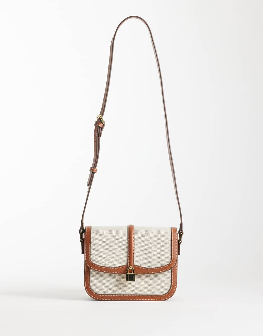 Mango cross body bag with buckle in cream-Neutral | ASOS (Global)
