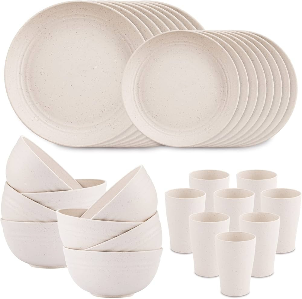 Supernal Wheat Straw Dinnerware Sets for 8,Microwave Dishwasher Safe,Unbreakable Dinnerware,Reusa... | Amazon (US)