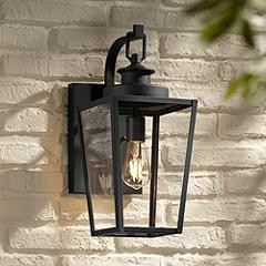 Possini Euro Ackerly 17 1/4" High Textured Black Outdoor Wall Light | Lamps Plus