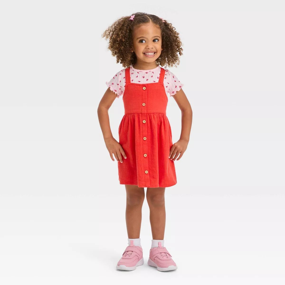 Toddler Girls' Floral Top & Skirtall Set - Cat & Jack™ Orange | Target