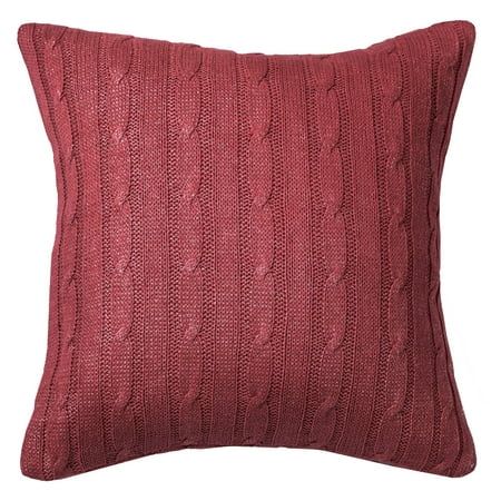 One Of A Kind Cable Knit Decorative Throw Pillow, 18" x 18", Red | Walmart (US)