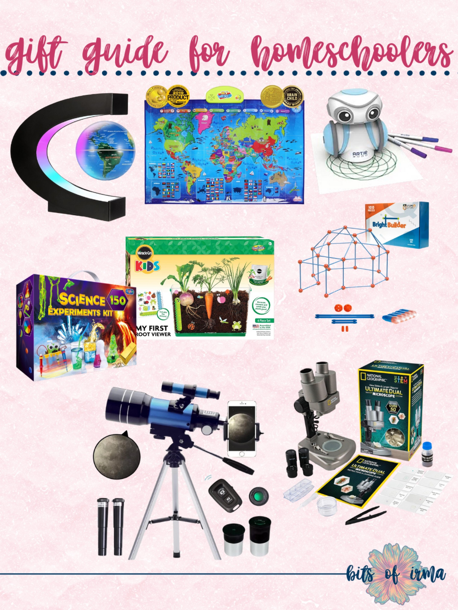 Gift Guide for Homeschoolers 

Homeschoolers Gift Guide | Gifts for Homeschoolers | Gift Guide for Homeschoolers | Holiday Gift Guide | Homeschoolers Gift Ideas | Gift Guide for Homeschooling | Educational Supplies | Educational Games | Learning Tools | Homeschoolers Gift Guide | Amazon Gift Guides | Educational Magnetic Levitating Globe | Interactive World Map Wall Chart | Programmable Robot Kit | Kids Science Experiments Kit | My First Root Viewer | Geometric Dome Builder | Astronomy Telescope with Tripod | National Geographic Ultimate Dual Microscope | Crystal Growing Experimental Kit | Learning Toys 

#LTKGiftGuide #LTKHoliday #LTKKids