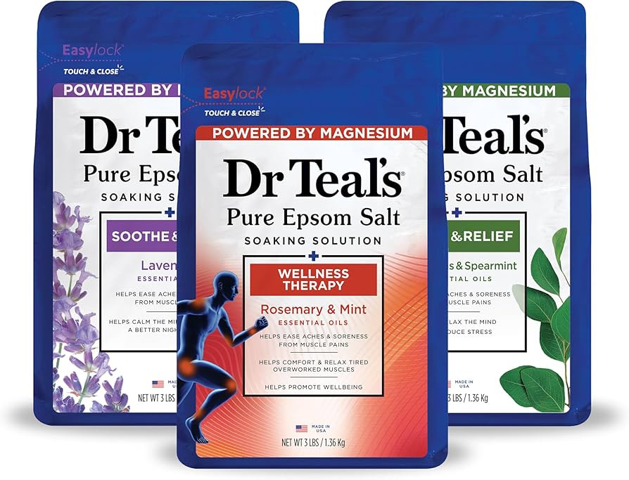 Dr Teal's Pure Epsom Salt, Lavender, Eucalyptus & Wellness Trio Bundle, 3 lbs (Pack of 3) | Amazon (US)