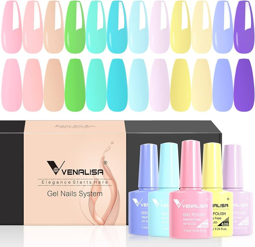 VENALISA Hema Free Pastel Gel Nail Polish Set - 12 Pcs 7.5ML Spring Summer Macaron Gel Polish Kit... | Amazon (US)