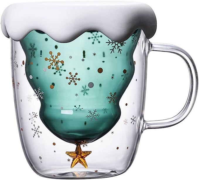 Unique Christmas Gifts for Women, Cute Christmas Mugs Coffee Cup, Double Wall Insulated Glasses f... | Amazon (US)