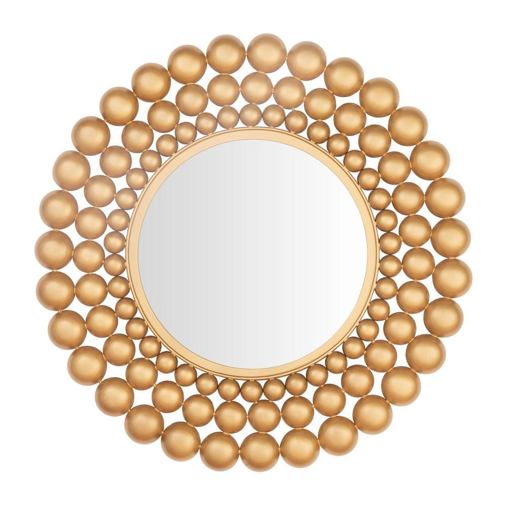 27 in. Diameter Home Decorators Collection Round Framed Gold Bubble Accent Mirror | The Home Depot