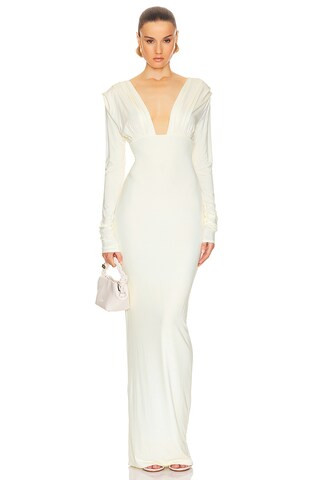 Helsa Jersey Deep V Maxi Dress in Sunlight Yellow from Revolve.com | Revolve Clothing (Global)