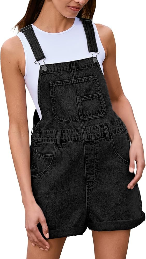 Glamaker Denim Overall Shorts for Women Casual Denim Romper Jean Short Overalls Loose Fit Denim J... | Amazon (US)