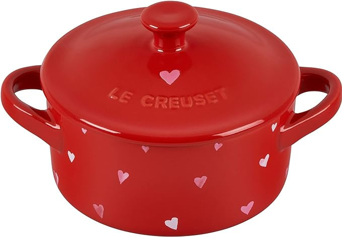 Le Creuset L'Amour Collection Stoneware Mini Round Cocotte, 8oz., Cerise with Heart Applique | Amazon (US)