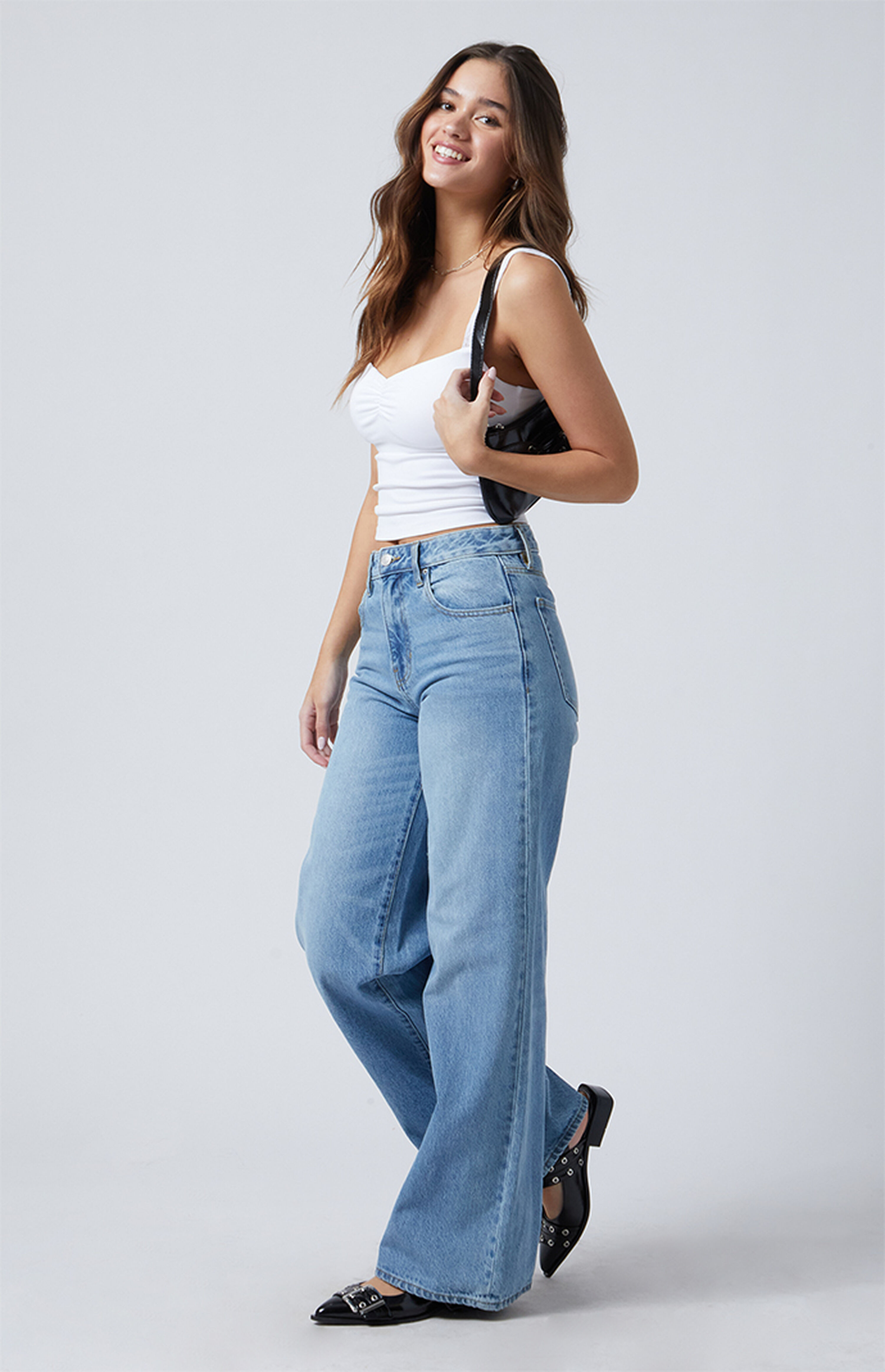 Pacsun Jessie High Waisted Baggy Jeans Medium Indigo | PacSun